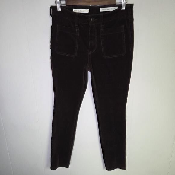 Pilcro Anthropologie Classy Corduroy High Rise Skinny Pants Dark Brown Size 28 - Picture 1 of 10